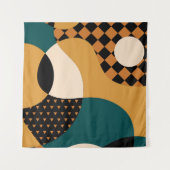 Moderne geometrische abstracte patchwerkpatronen, wandkleed (Voorkant (horizontaal))