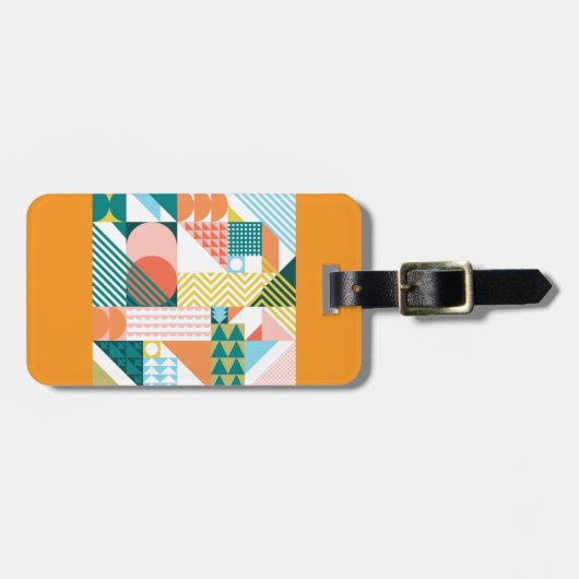 Moderne Geometrische Abstracte Patroon Vet Retro Bagagelabel (Voorkant horizontaal)