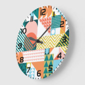 Moderne Geometrische Abstracte Patroon Vet Retro Grote Klok (Hoek)