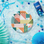 Moderne Geometrische Abstracte Patroon Vet Retro Papieren Bordje (Feest)