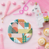 Moderne Geometrische Abstracte Patroon Vet Retro Papieren Bordje (Feest)