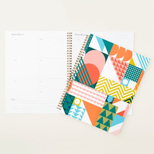 Moderne Geometrische Abstracte Patroon Vet Retro Planner