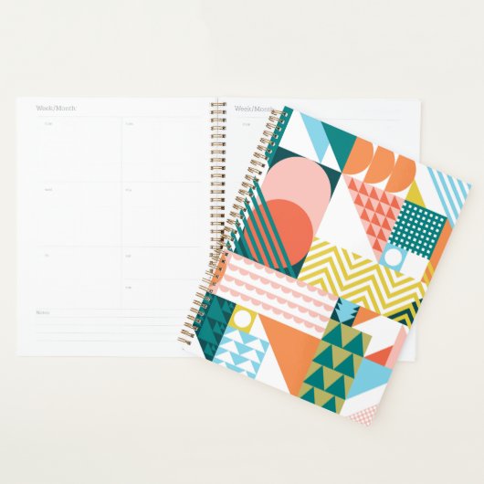 Moderne Geometrische Abstracte Patroon Vet Retro Planner (Display)