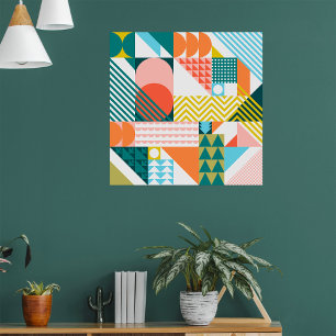 Moderne Geometrische Abstracte Patroon Vet Retro Poster