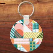 Moderne Geometrische Abstracte Patroon Vet Retro Sleutelhanger (Voorkant)