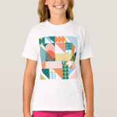 Moderne Geometrische Abstracte Patroon Vet Retro T-shirt (Voorkant)
