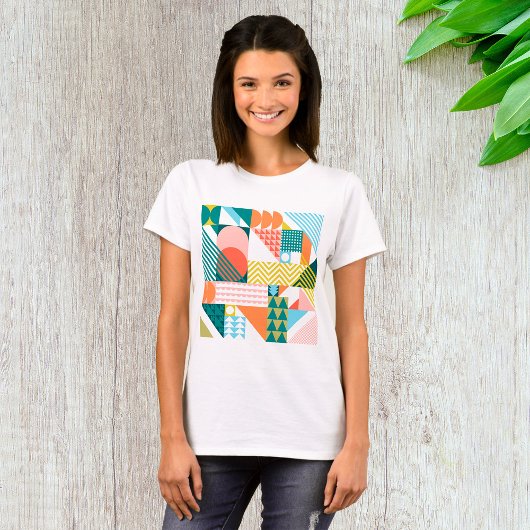 Moderne Geometrische Abstracte Patroon Vet Retro T-shirt
