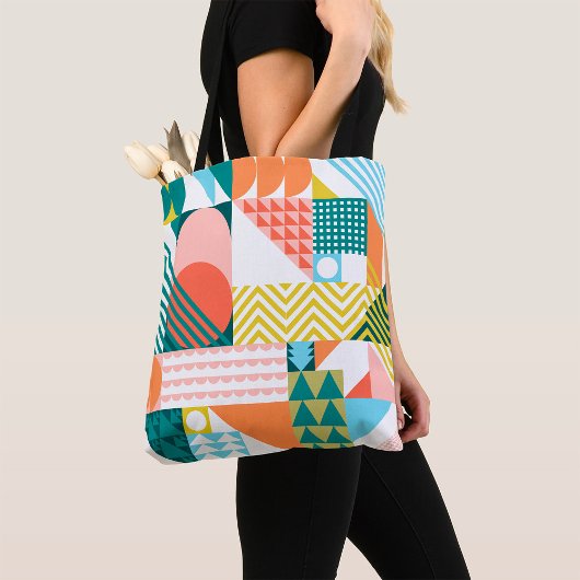 Moderne Geometrische Abstracte Patroon Vet Retro Tote Bag