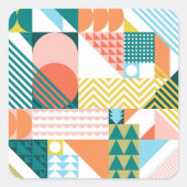 Moderne Geometrische Abstracte Patroon Vet Retro Vierkante Sticker (Voorkant)