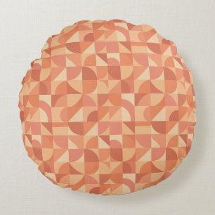 Moderne Geometrische Abstracte Perzik & Terracotta Rond Kussen