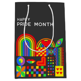 Moderne Geometrische Abstracte Pride Maand Regenbo Medium Cadeauzakje