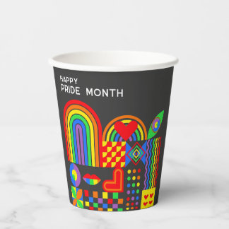 Moderne Geometrische Abstracte Pride Maand Regenbo Papieren Bekers