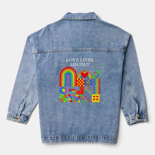 Moderne Geometrische Abstracte Pride Month Regenbo Denim Jacket (Achterkant)