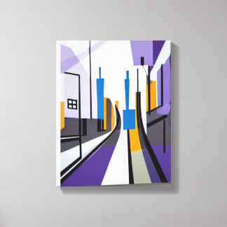Moderne geometrische Abstracte straatgebouwen Canvas Afdruk