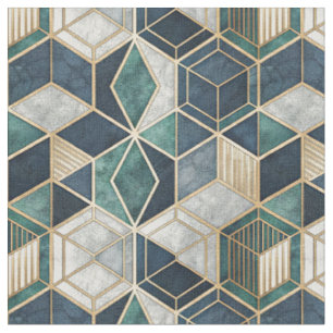 Moderne geometrische abstracte teal- en goudpatroo stof