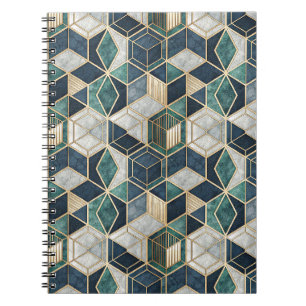 Moderne geometrische abstracte teal & gouden patro notitieboek