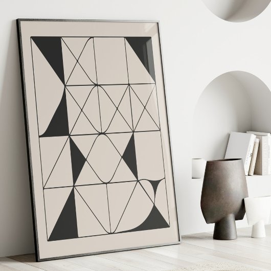 Moderne geometrische Abstracte zwart-witte kunst Poster