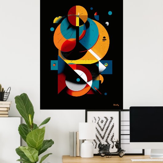 Moderne Geometrische Abstractie – Bauhausbaan Poster (Thuiskantoor)