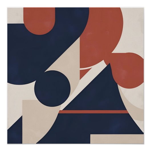 Moderne geometrische abstractie - Marine, Rust & B Perfect Poster (Voorkant)