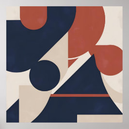 Moderne geometrische abstractie - Marine, Rust & B Poster