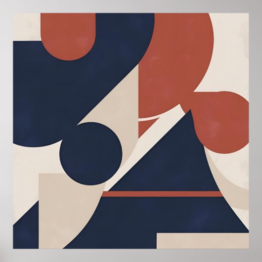 Moderne geometrische abstractie - Marine, Rust & B Poster (Voorkant)