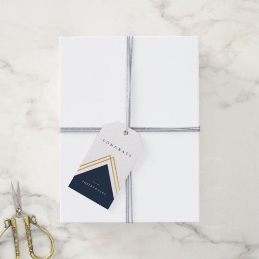 Moderne geometrische aggregaten Faux-Folie Cadeaulabel (Met Touw)