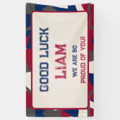 Moderne geometrische Amerikaanse vlag afscheidspar Spandoek (Verticaal)