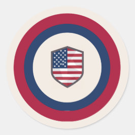Moderne Geometrische Amerikaanse Vlag Militaire Af Ronde Sticker