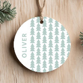 Moderne geometrische aqua blauwe kerstboom grafisc keramisch ornament