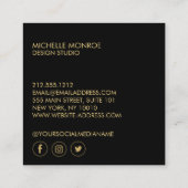 Moderne geometrische art Deco Faux Gold/Black Desi Vierkante Visitekaartje (Achterkant)