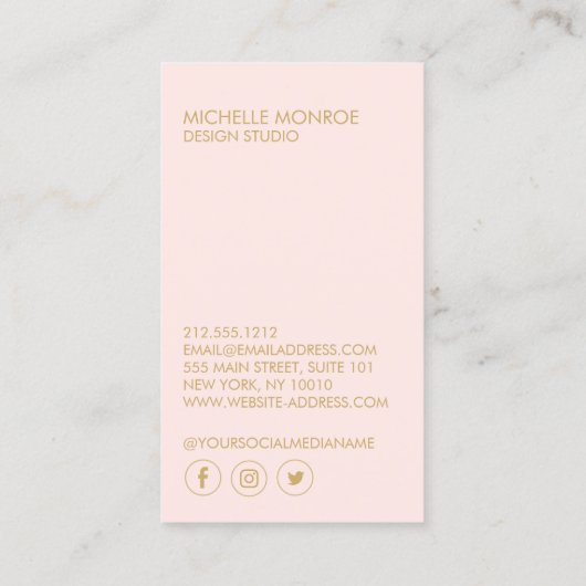 Moderne geometrische Art Deco Faux Gold/Pink Desig Visitekaartje (Achterkant)