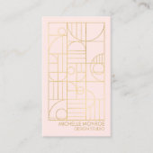 Moderne geometrische Art Deco Faux Gold/Pink Desig Visitekaartje (Voorkant)