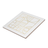 Moderne geometrische art Deco Faux Gold/White Desi Tegeltje (Zijkant)