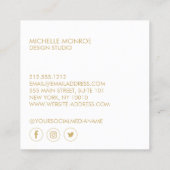 Moderne geometrische art Deco Faux Gold/White Desi Vierkante Visitekaartje (Achterkant)