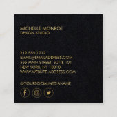 Moderne Geometrische Art Deco Faux Goud/Zwart Papi Vierkante Visitekaartje (Achterkant)