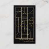 Moderne Geometrische Art Deco Faux Goud/Zwart Papi Visitekaartje (Voorkant)