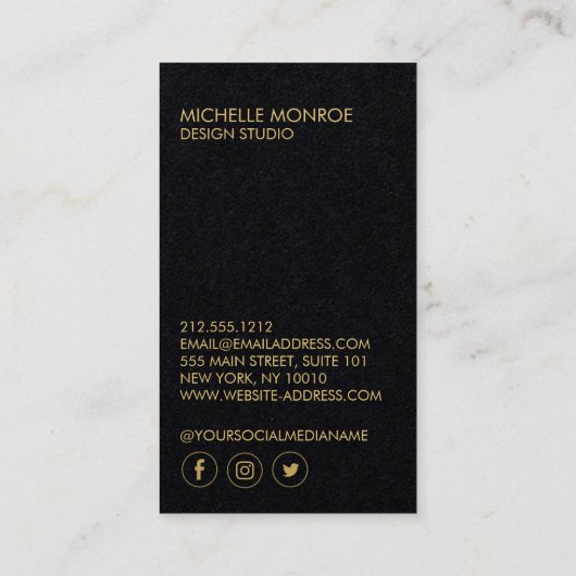 Moderne Geometrische Art Deco Faux Goud/Zwart Papi Visitekaartje (Achterkant)