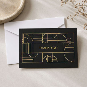 Moderne geometrische Art Deco goud/zwart bedankt