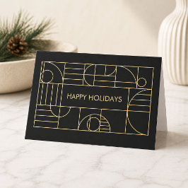 Moderne geometrische Art Deco goud/zwart vakantie Kaart