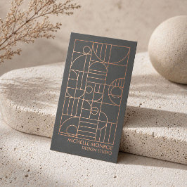 Moderne geometrische Art Deco namaak roosgoud/grij Visitekaartje