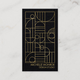 Moderne geometrische Art Deco nepgoud/zwart papier Visitekaartje
