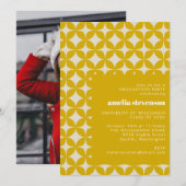 Moderne Geometrische Art Yellow GraduPartij Foto Kaart (Voorkant / Achterkant)