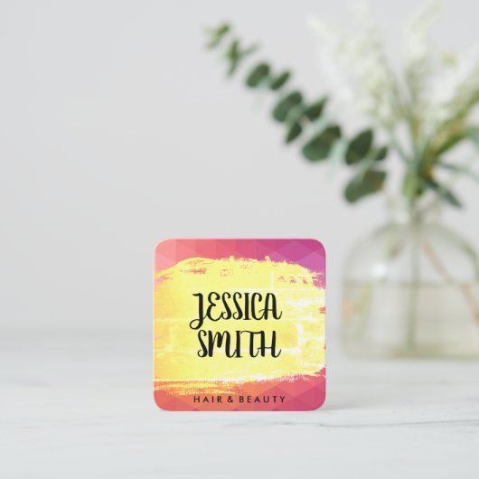 Moderne geometrische artistieke geborsteld vierkante visitekaartje (Staand voorkant)