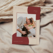 Moderne geometrische beige inline foto bruiloft save the date