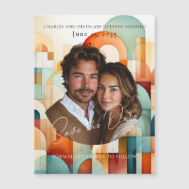 Moderne geometrische bewaar de datum, fotomagneet