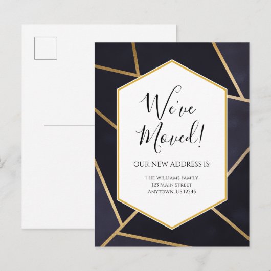 Moderne Geometrische Bewegende Aankondigingskaart Briefkaart (Voorkant / Achterkant)