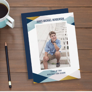 Moderne Geometrische blauwe Afstudeerder Fotograda Kaart