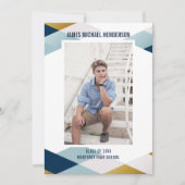 Moderne Geometrische blauwe Afstudeerder Fotograda Kaart (Voorkant)