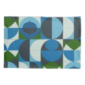 Moderne geometrische blauwe en groene abstracte kussensloop (Achterkant)