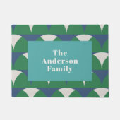 Moderne geometrische blauwe, groene retro gedurfde deurmat (Voorkant)